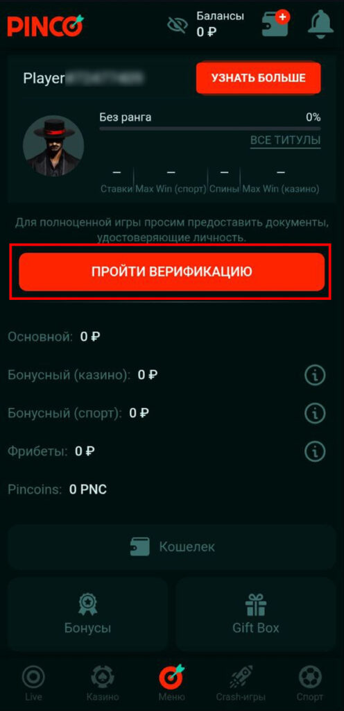 pinco верификация